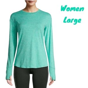 New Avia Brushed Long Sleeve Running Tee Active Performance Teal Women Large